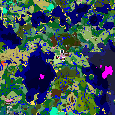 Map of Minecraft seed -6613959753701335546 around spawn