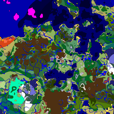Predicted biome map of Java 26.3 seed 4388202639940679525 around estimated spawn