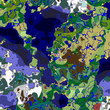 Predicted biome map of Java 26.3 seed -2660306646461200113 around estimated spawn