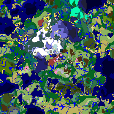 Predicted biome map of Java 26.3 seed -8213428999727985055 around estimated spawn