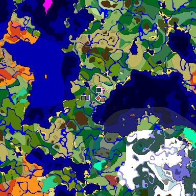 Predicted biome map of Java 26.3 seed -8299836189845448903 around estimated spawn