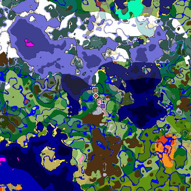 Predicted biome map of Java 26.3 seed -1348047105097160536 around estimated spawn