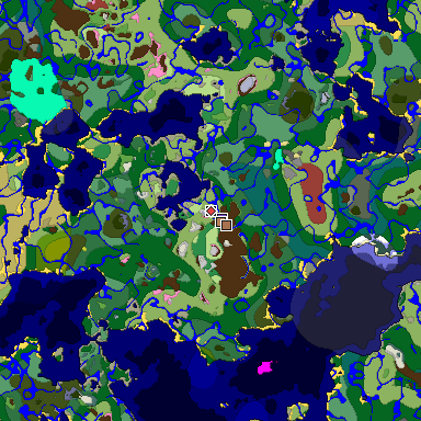 Map of Minecraft seed 3733618142550450737 around spawn