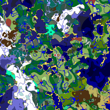 Predicted biome map of Java 26.3 seed 3276822377604551475 around estimated spawn