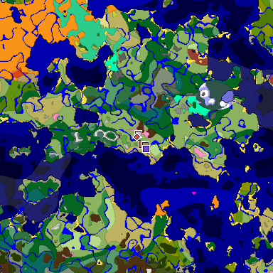 Predicted biome map of Java 26.3 seed -4286934114757573878 around estimated spawn