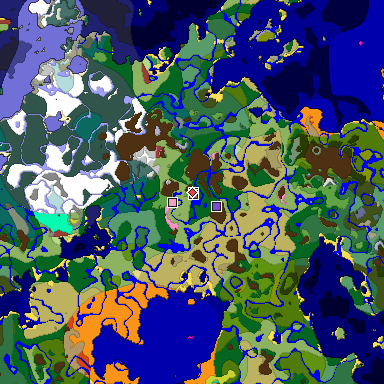Predicted biome map of Java 26.3 seed 6217097543149653890 around estimated spawn