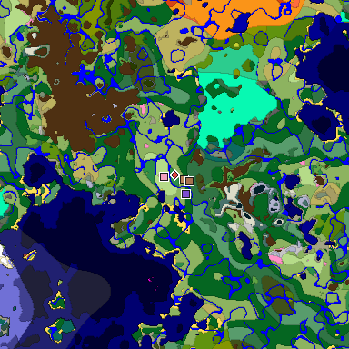 Predicted biome map of Java 26.3 seed -6459861135761291451 around estimated spawn