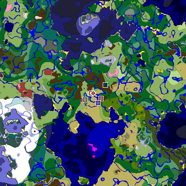 Predicted biome map of Java 26.3 seed 6804738649853542548 around estimated spawn
