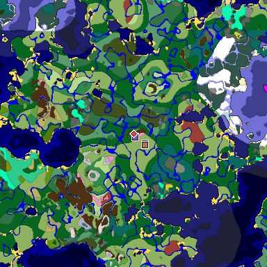 Predicted biome map of Java 26.3 seed -2007860281521413747 around estimated spawn