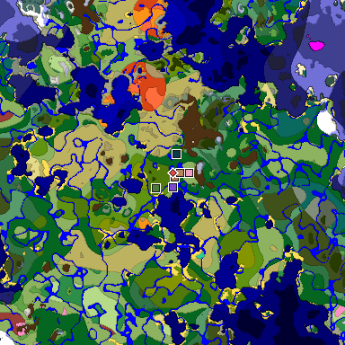 Predicted biome map of Java 26.3 seed -5638428426979371387 around estimated spawn