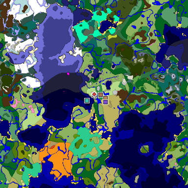 Predicted biome map of Java 26.3 seed -8693030124973570696 around estimated spawn