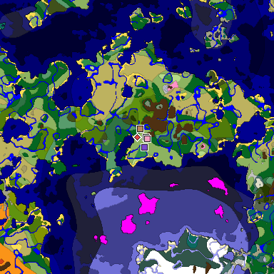 Predicted biome map of Java 26.3 seed 6595341688817164215 around estimated spawn