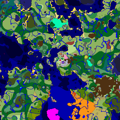 Predicted biome map of Java 26.3 seed -8083893581945328860 around estimated spawn