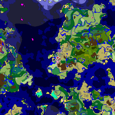Predicted biome map of Java 26.3 seed -838985054589990808 around estimated spawn