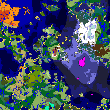 Predicted biome map of Java 26.3 seed -1794710780612626998 around estimated spawn