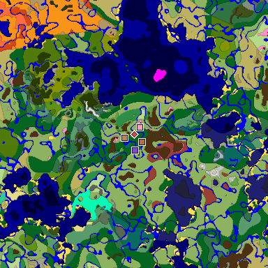 Predicted biome map of Java 26.3 seed 757831153672956847 around estimated spawn