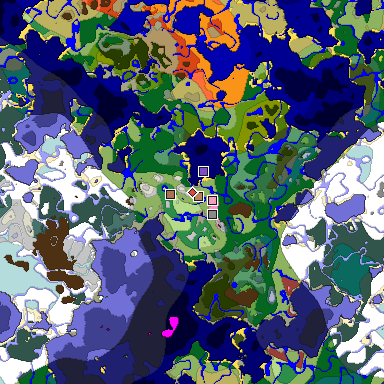 Predicted biome map of Java 26.3 seed 8053486257661423329 around estimated spawn