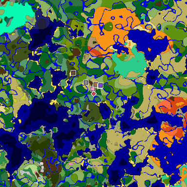 Predicted biome map of Java 26.3 seed -5920332324068799245 around estimated spawn