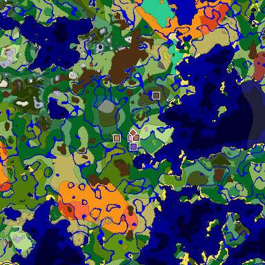 Predicted biome map of Java 26.3 seed 2469055327044763562 around estimated spawn