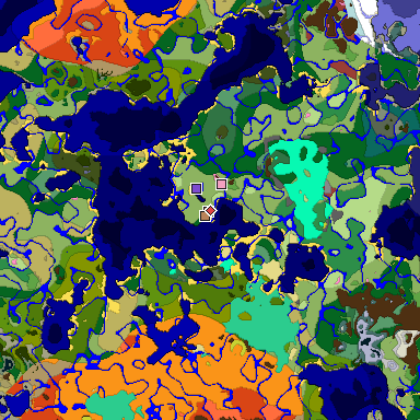 Predicted biome map of Java 26.3 seed -7285515443975542543 around estimated spawn