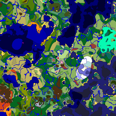 Predicted biome map of Java 26.3 seed -7231353228587060183 around estimated spawn