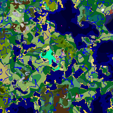 Predicted biome map of Java 26.3 seed -3181457665702469186 around estimated spawn