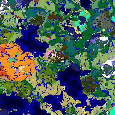 Predicted biome map of Java 26.3 seed -6914344417553233659 around estimated spawn