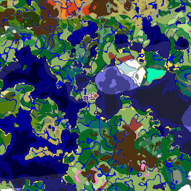 Predicted biome map of Java 26.3 seed 6121025068768994324 around estimated spawn