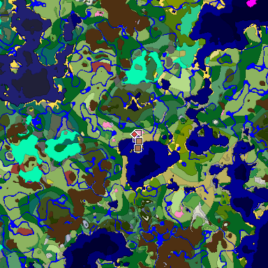 Predicted biome map of Java 26.3 seed 1694543590346349839 around estimated spawn