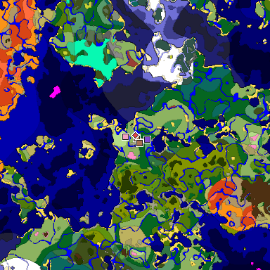 Predicted biome map of Java 26.3 seed 5563387432445347877 around estimated spawn