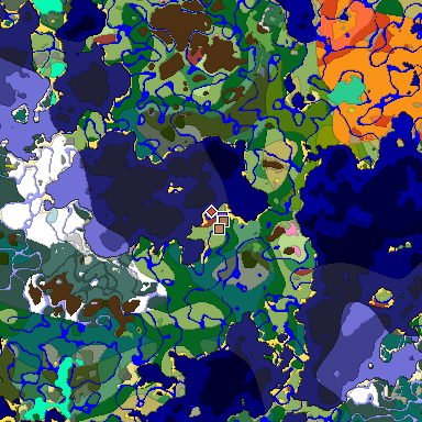 Predicted biome map of Java 26.3 seed 8307733120086030878 around estimated spawn