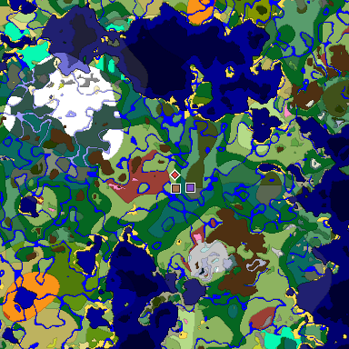 Predicted biome map of Java 26.3 seed 5206115484290972384 around estimated spawn