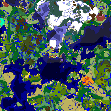 Predicted biome map of Java 26.3 seed -6717466479045717910 around estimated spawn