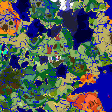 Predicted biome map of Java 26.3 seed 5110895669467284128 around estimated spawn
