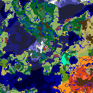 Predicted biome map of Java 26.3 seed -9087700419603659973 around estimated spawn