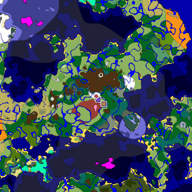 Predicted biome map of Java 26.3 seed 7594587612292908137 around estimated spawn
