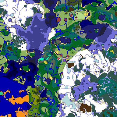Predicted biome map of Java 26.3 seed -1749409963741806170 around estimated spawn