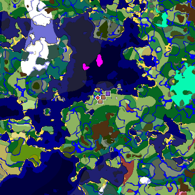 Predicted biome map of Java 26.3 seed 4321370037754144164 around estimated spawn