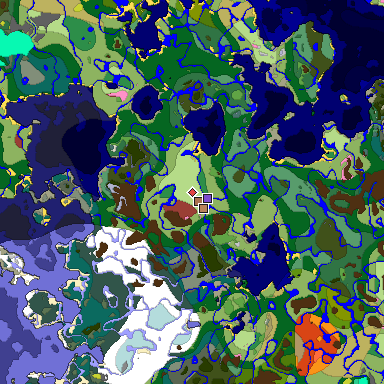 Predicted biome map of Java 26.3 seed -7096981175303672157 around estimated spawn