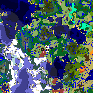 Predicted biome map of Java 26.3 seed 8771477173678208096 around estimated spawn