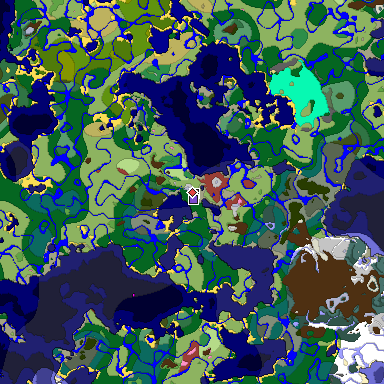 Predicted biome map of Java 26.3 seed -3932214841936981961 around estimated spawn