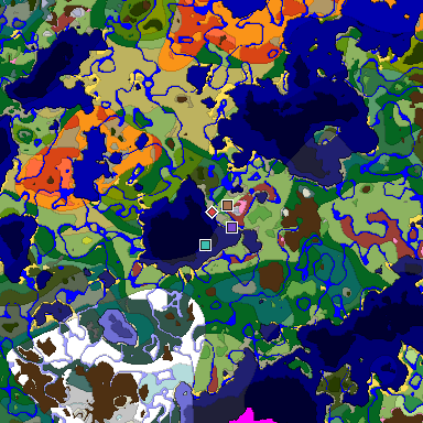 Predicted biome map of Java 26.3 seed 7139216442449847753 around estimated spawn
