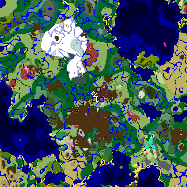 Predicted biome map of Java 26.3 seed 5475365218455115480 around estimated spawn
