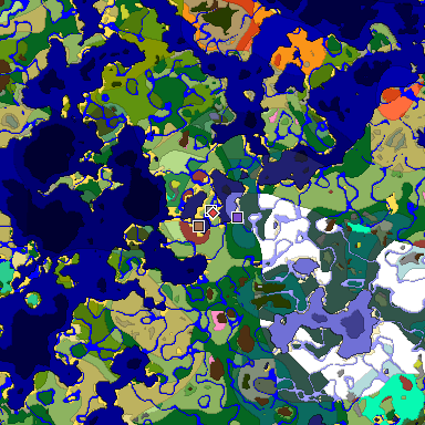 Predicted biome map of Java 26.3 seed -7406525387790920242 around estimated spawn