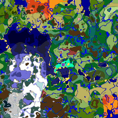 Predicted biome map of Java 26.3 seed 3764515053856615644 around estimated spawn