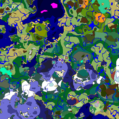 Predicted biome map of Java 26.3 seed 5093418083894987478 around estimated spawn