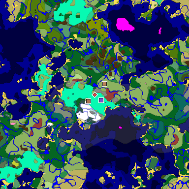 Predicted biome map of Java 26.3 seed -5283366973138987234 around estimated spawn