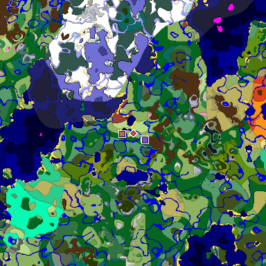 Predicted biome map of Java 26.3 seed 1335852457260637308 around estimated spawn
