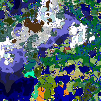 Predicted biome map of Java 26.3 seed -1482823110070289735 around estimated spawn