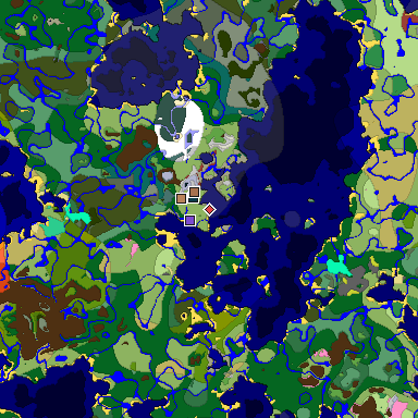 Predicted biome map of Java 26.3 seed 3253514379007857038 around estimated spawn